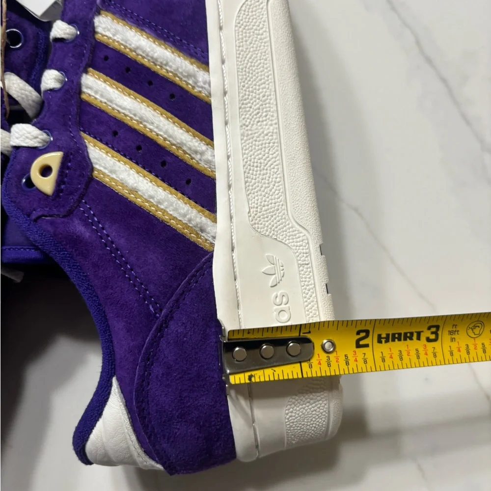 adidas Purple Suede Sneakers with White and Gold Accents